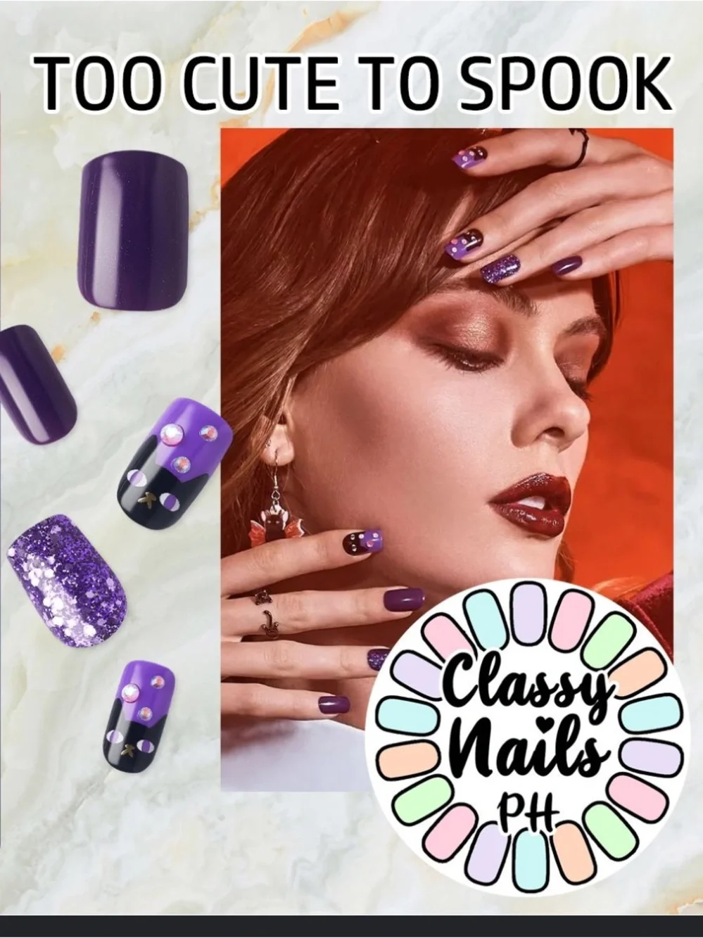 ImPRESS Spooky Purple Cat Glitter Press-On Nails